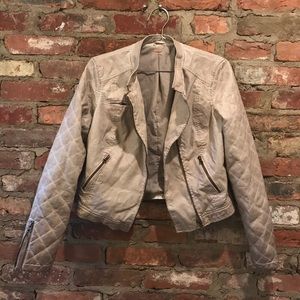 Free People Quilted Taupe Vegan Leather Jacket